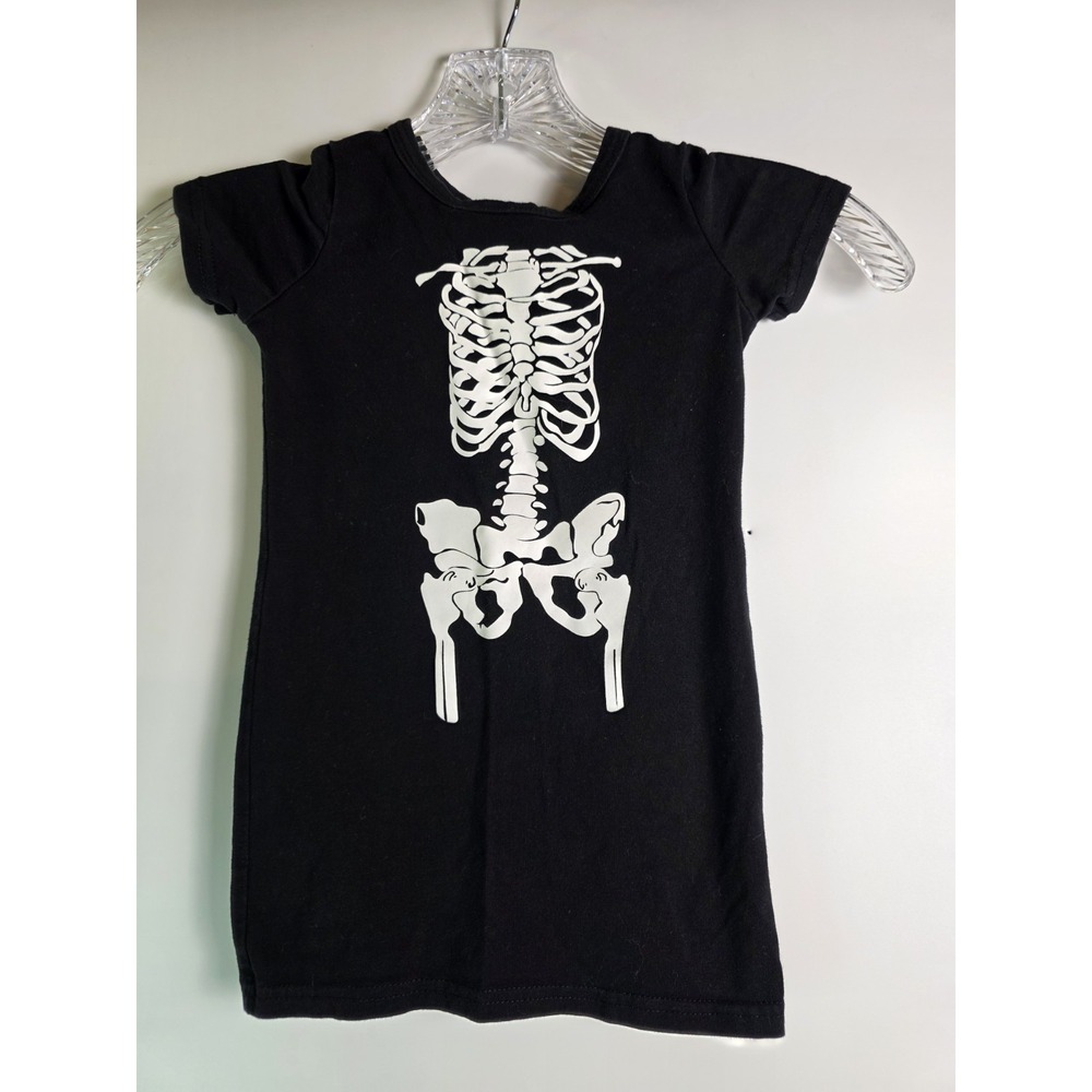 PatPat Skeleton Dress Kids 2Y Black Halloween Graphic Short Sleeve‎ Cotton Blend